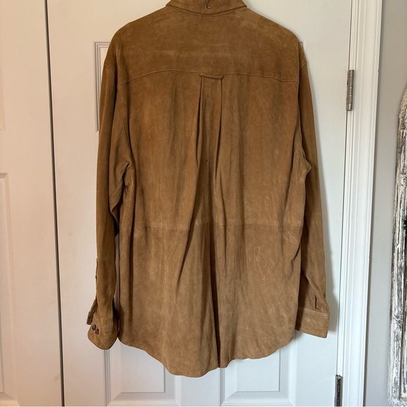 Vintage Turnbury Genuine Leather Suede Button Down Shirt Western Cowboy L Tan - Picture 8 of 10